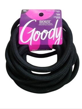 Black Ouchless Hair Elastics - 10 Pack Nwt For Thick Hair